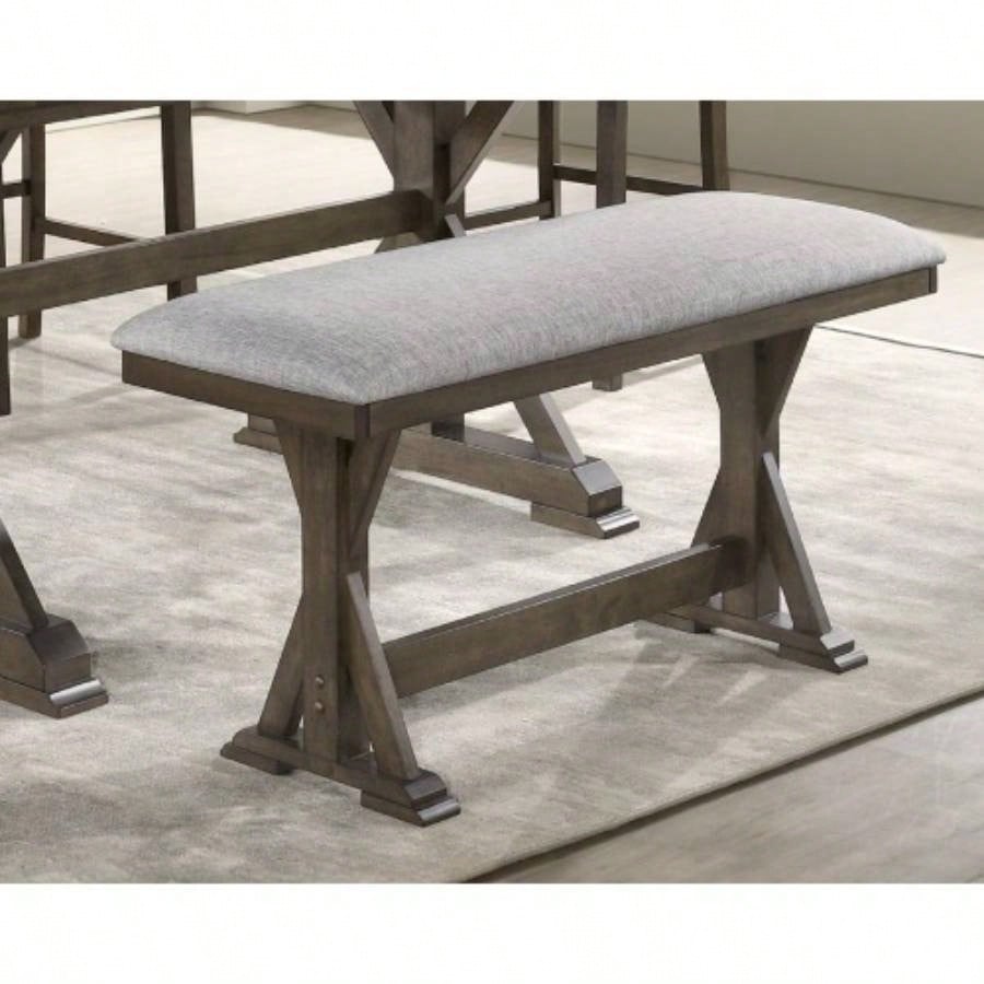 1pc Rustic Upholstered Counter Height Dining Rich Wood Wooden Dining Room Furniture Brown