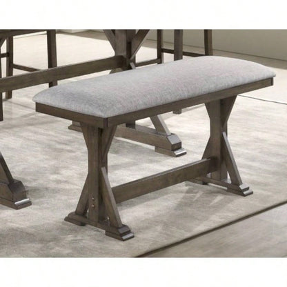 1pc Rustic Upholstered Counter Height Dining Rich Wood Wooden Dining Room Furniture Brown