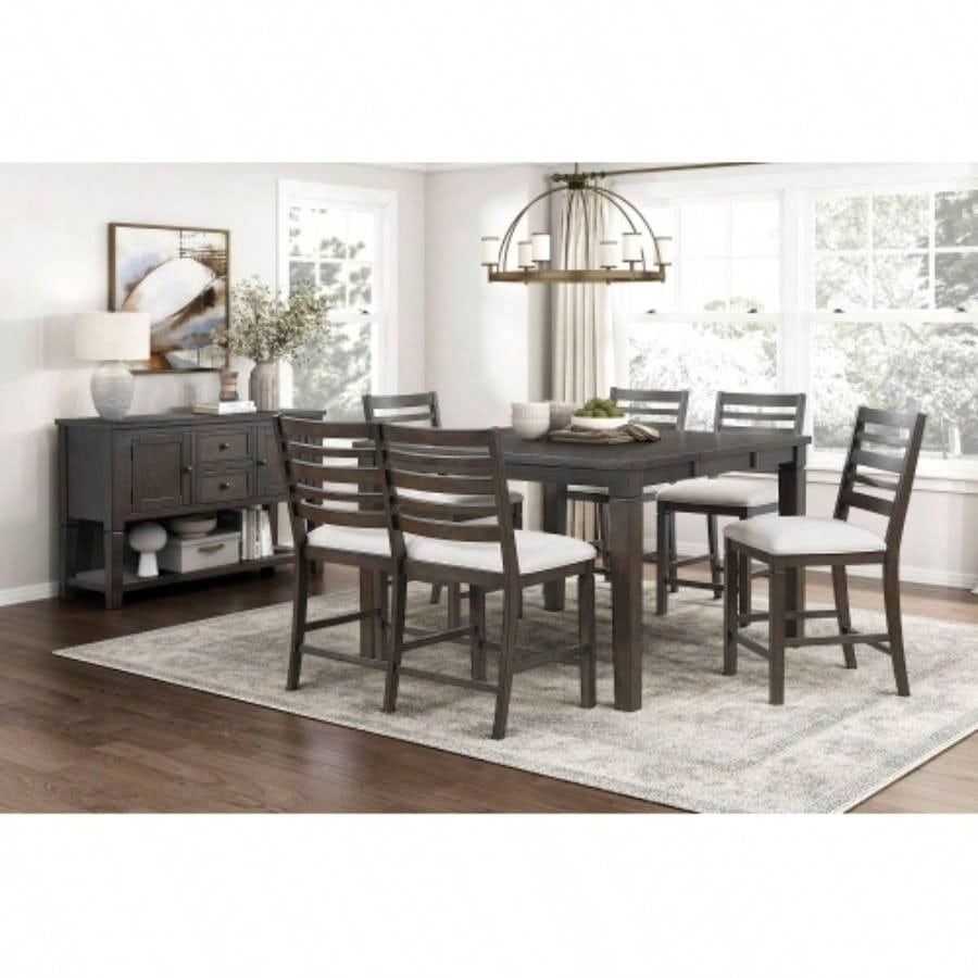 Dark Espresso Counter Height 1pc Upholstery Wooden Backrest Dining Room Furniture