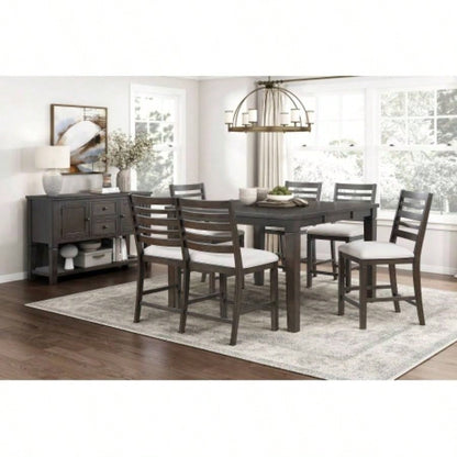 Dark Espresso Counter Height 1pc Upholstery Wooden Backrest Dining Room Furniture