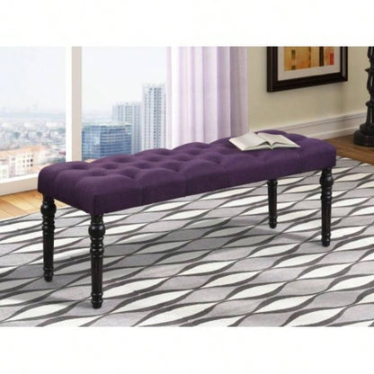 Fabric Tufted Turned Leg Dining, Purple