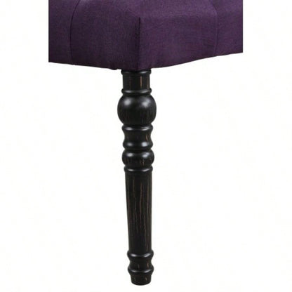Fabric Tufted Turned Leg Dining, Purple