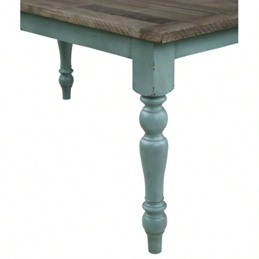 Prato Two - Tone Wood Upholstered Dining, Antique Brown and Distressed Blue