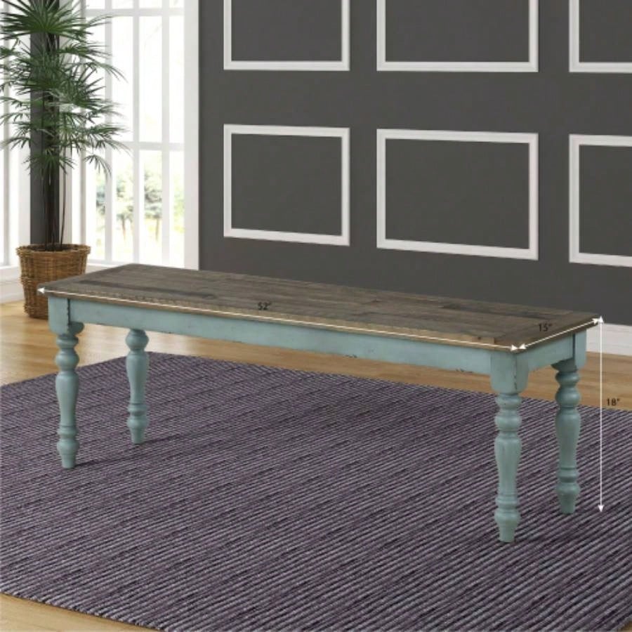 Prato Two - Tone Wood Upholstered Dining, Antique Brown and Distressed Blue