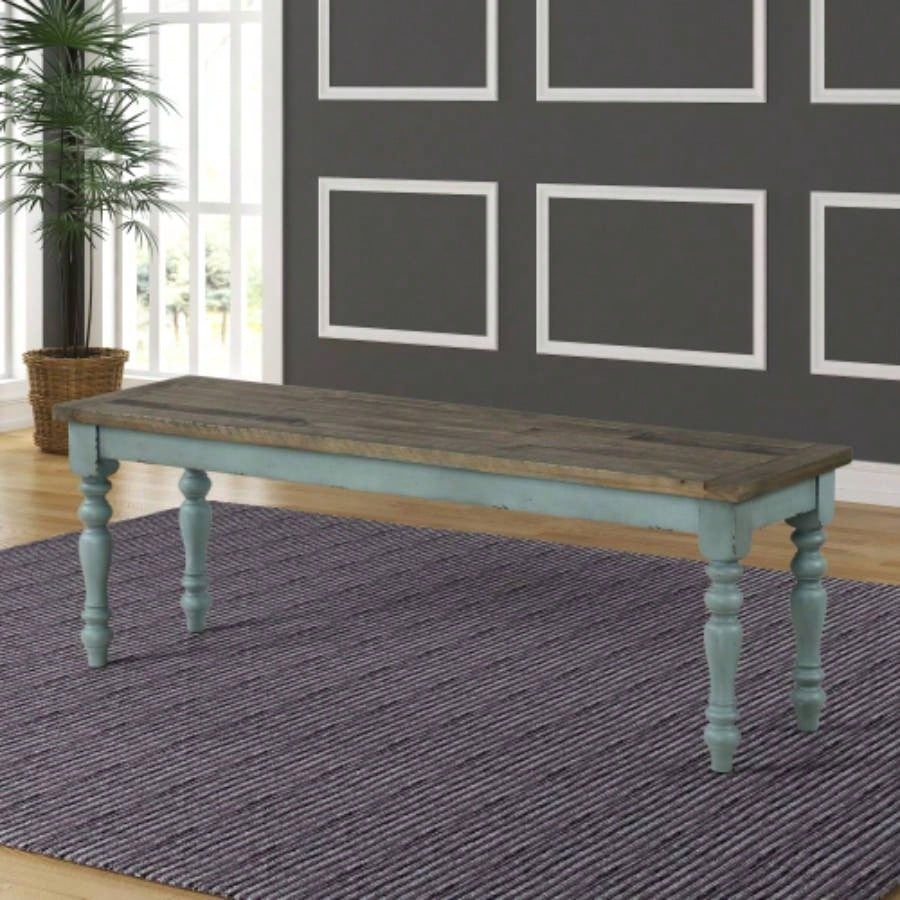 Prato Two - Tone Wood Upholstered Dining, Antique Brown and Distressed Blue
