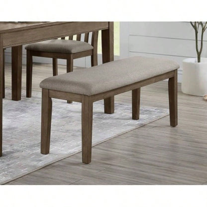 Fabric Upholstered 1pc Wire Brushed Brown Wooden Frame Dining Room Furniture