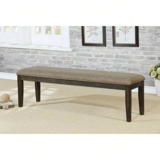 Transitional 1pc Only Espresso Warm Gray Nail heads Solid wood Fabric Upholstered Padded Kitchen Rustic Dining Room Furniture