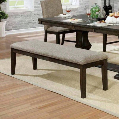 Transitional 1pc Only Espresso Warm Gray Nail heads Solid wood Fabric Upholstered Padded Kitchen Rustic Dining Room Furniture