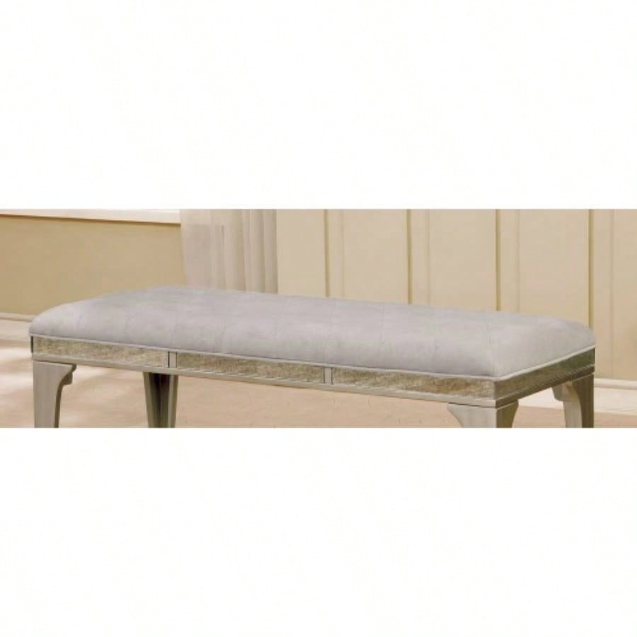 Transitional Style 1pc Upholstered Button Tufted Flannelette Cushion Silver And Gray
