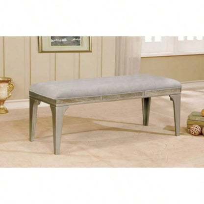 Transitional Style 1pc Upholstered Button Tufted Flannelette Cushion Silver And Gray
