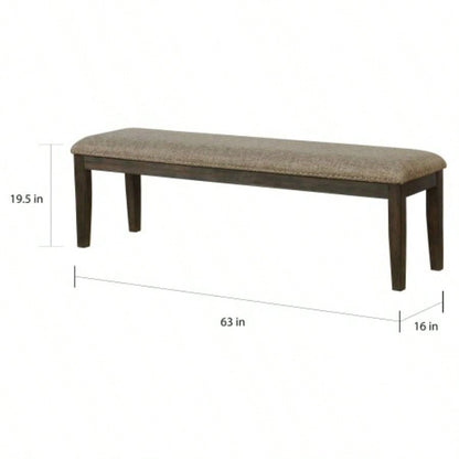 Transitional 1pc Only Espresso Warm Gray Nail heads Solid wood Fabric Upholstered Padded Kitchen Rustic Dining Room Furniture