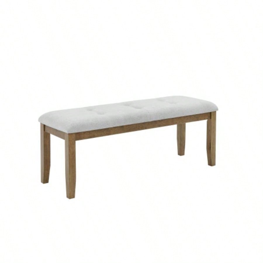 Darla Walnut Oak Dining in Light Gray Fabric with Tufting