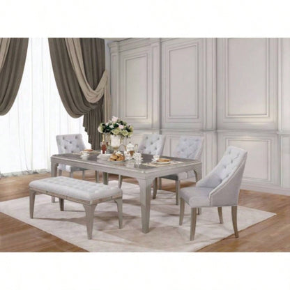 Transitional Style 1pc Upholstered Button Tufted Flannelette Cushion Silver And Gray