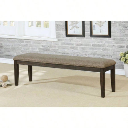 Transitional 1pc Only Espresso Warm Gray Nail heads Solid wood Fabric Upholstered Padded Kitchen Rustic Dining Room Furniture