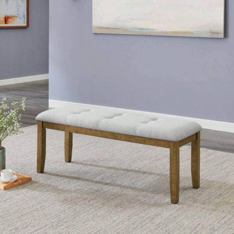 Darla Walnut Oak Dining in Light Gray Fabric with Tufting