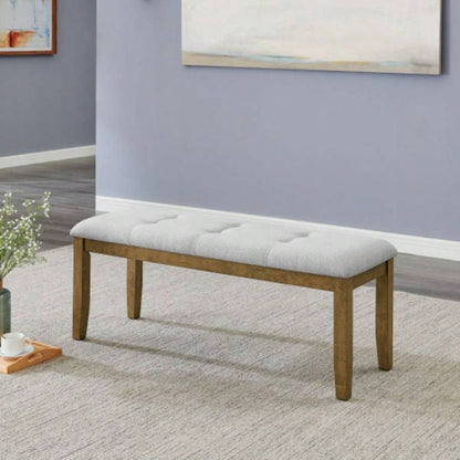 Darla Walnut Oak Dining in Light Gray Fabric with Tufting