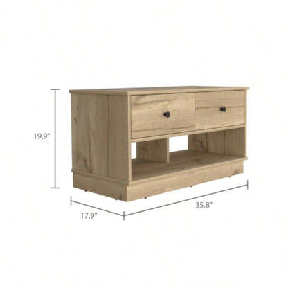Storage, Two Open Shelves, Two Drawers - Light Oak