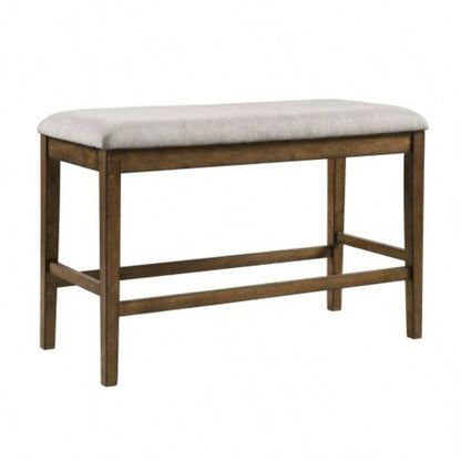 Wooden Frame Counter Height Light Oak Mindy Veneer Gray Textured Fabric Upholstery Dining Room Furniture