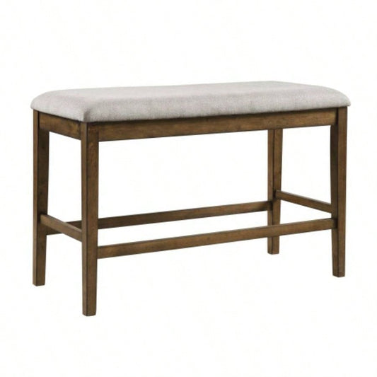 Wooden Frame Counter Height Light Oak Mindy Veneer Gray Textured Fabric Upholstery Dining Room Furniture