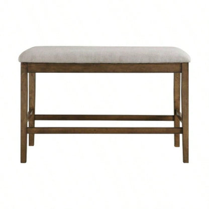 Wooden Frame Counter Height Light Oak Mindy Veneer Gray Textured Fabric Upholstery Dining Room Furniture