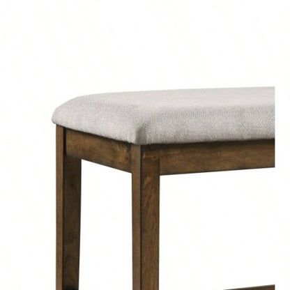 Wooden Frame Counter Height Light Oak Mindy Veneer Gray Textured Fabric Upholstery Dining Room Furniture