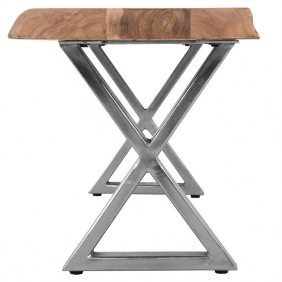 70 Acacia Wood Dining, Farmhouse Design, Crossed, Brown,