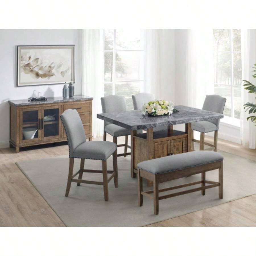 Grayson - Counter Storage With Nailhead - Dark Brown
