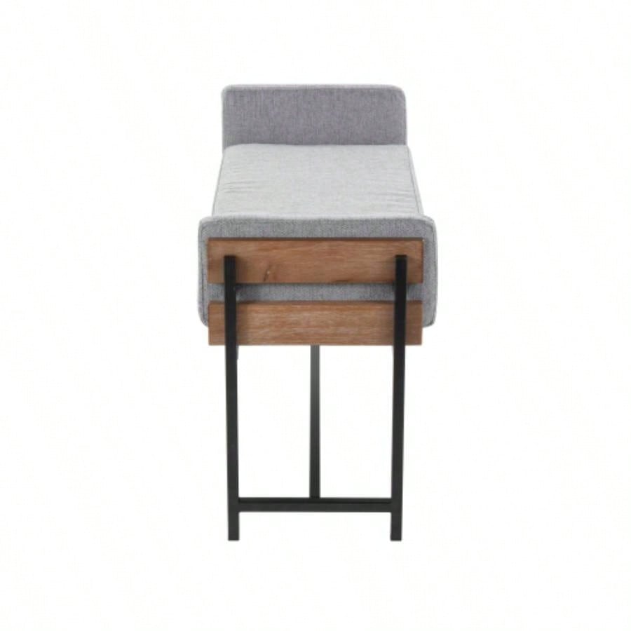 Kari 18 Farmhouse with Black Metal, Brown Wood and Light Fabric by LumiSource