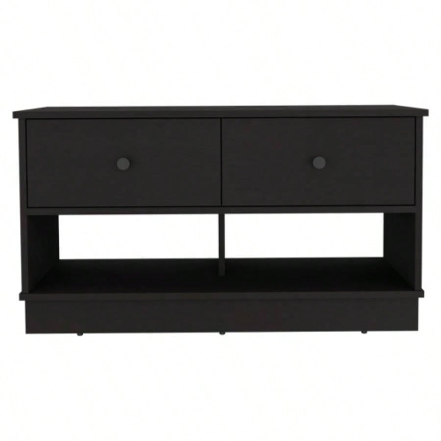 Storage, Two Open Shelves, Two Drawers - Black