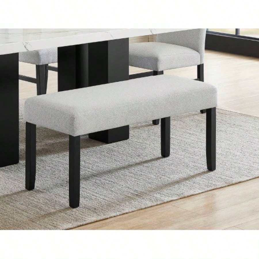 1pc Light Gray Upholstered Soft Neutral Tone Dark Wooden Dining Room Furniture