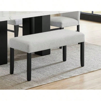 1pc Light Gray Upholstered Soft Neutral Tone Dark Wooden Dining Room Furniture