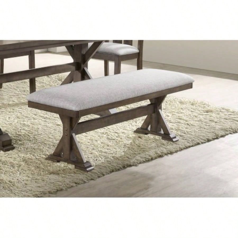 1pc Rustic Upholstered Dining Rich Wood Wooden Dining Room Furniture Brown