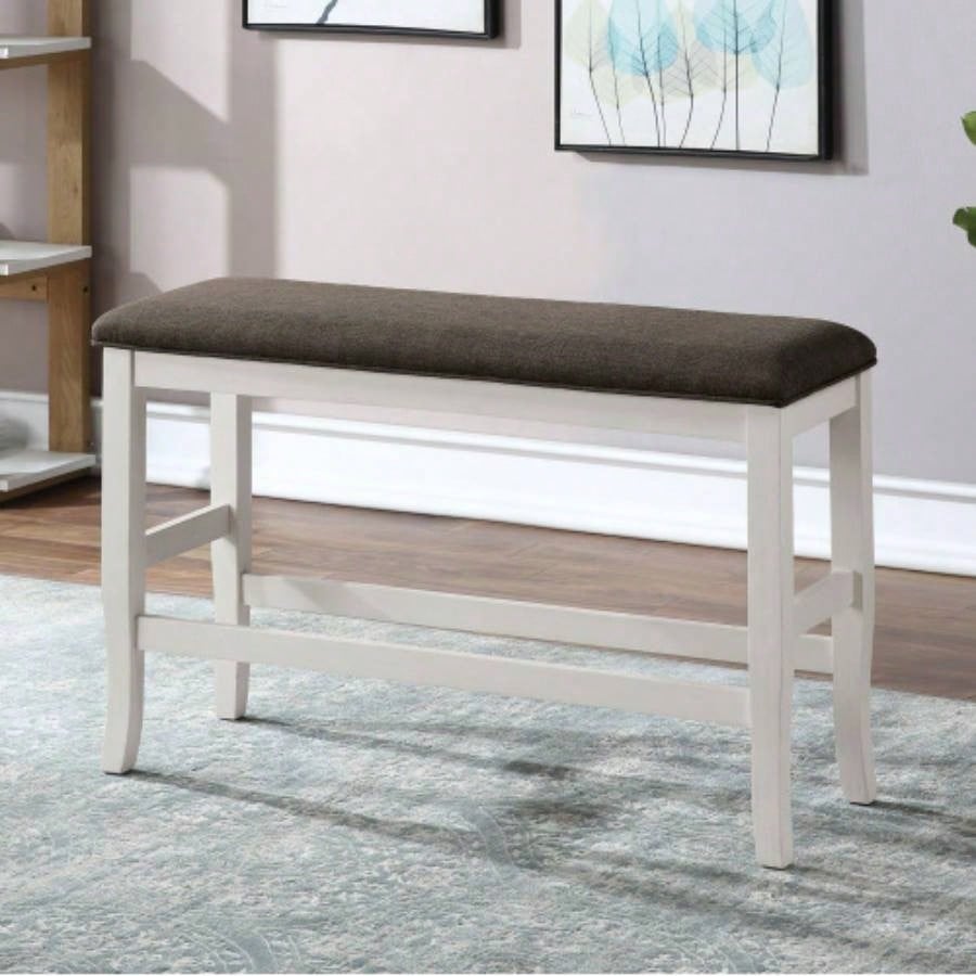 Counter Height Modern Transitional Style Padded Fabric Wooden Base And Dark Gray