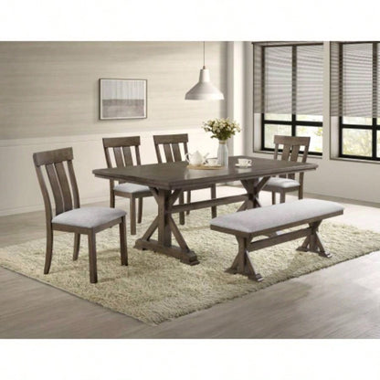 1pc Rustic Upholstered Dining Rich Wood Wooden Dining Room Furniture Brown