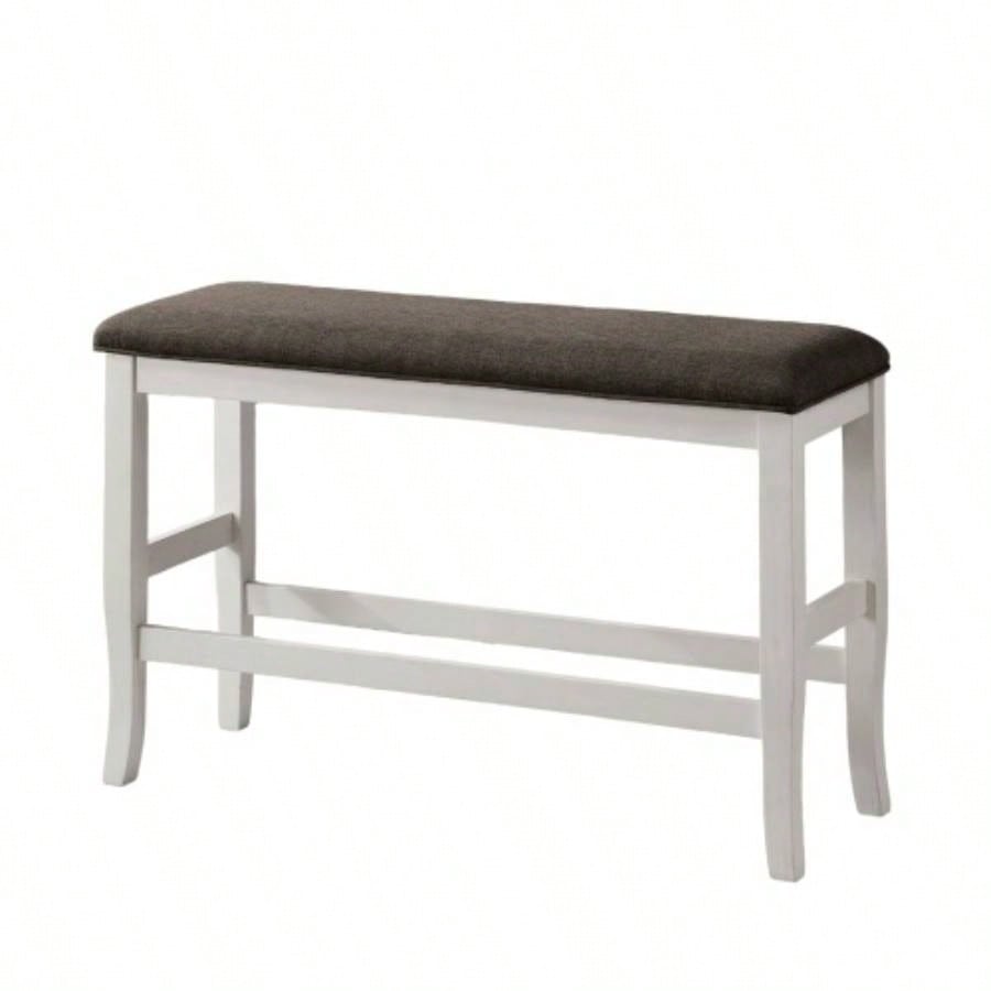 Counter Height Modern Transitional Style Padded Fabric Wooden Base And Dark Gray