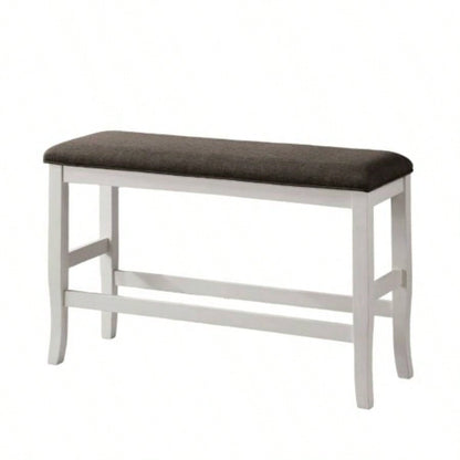 Counter Height Modern Transitional Style Padded Fabric Wooden Base And Dark Gray