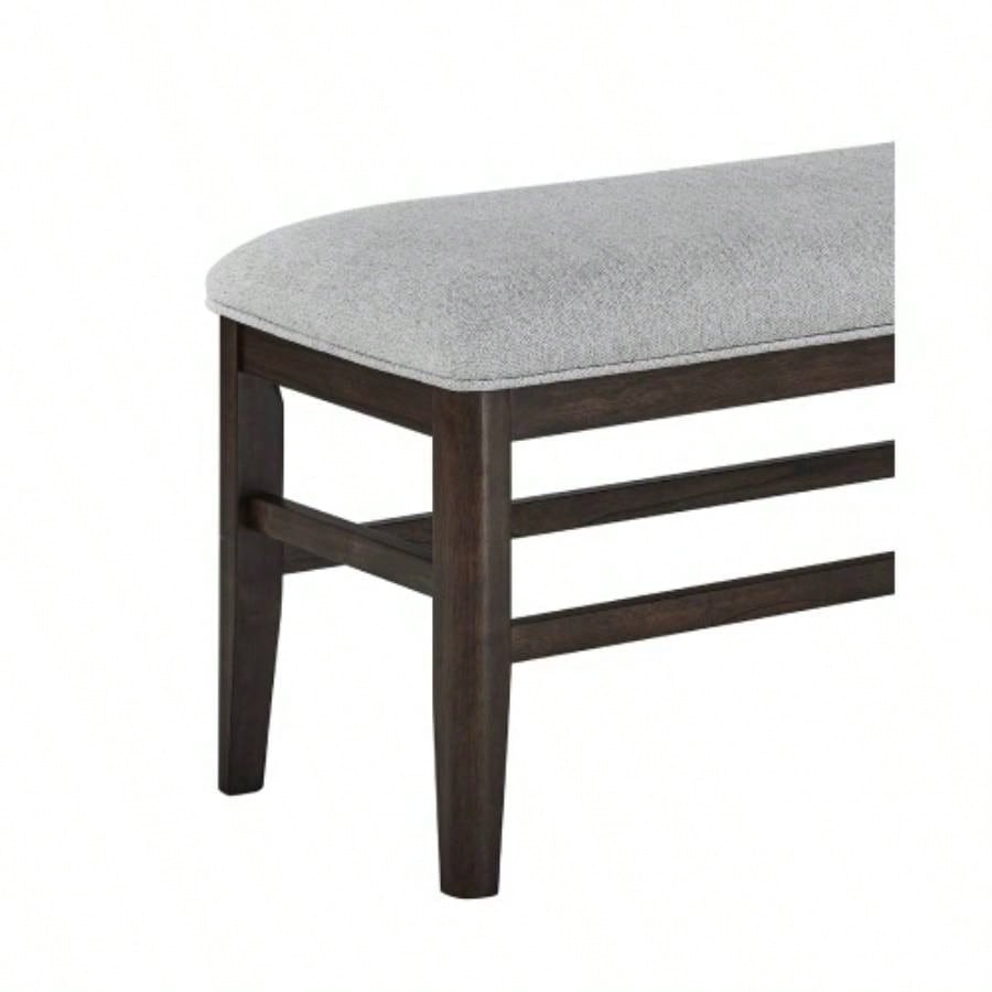 1pc Dark Oak Dining Room Wooden Frame Gray Upholstery Furniture