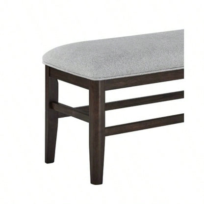 1pc Dark Oak Dining Room Wooden Frame Gray Upholstery Furniture