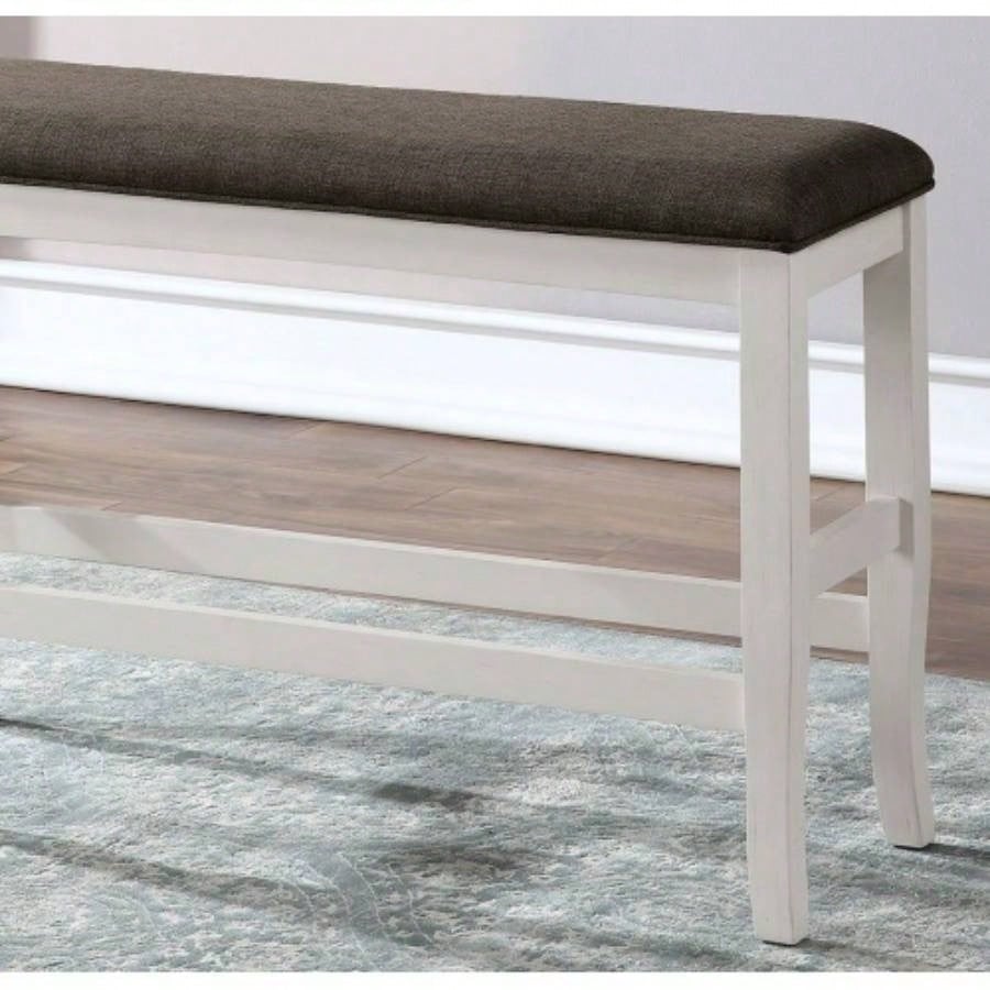 Counter Height Modern Transitional Style Padded Fabric Wooden Base And Dark Gray