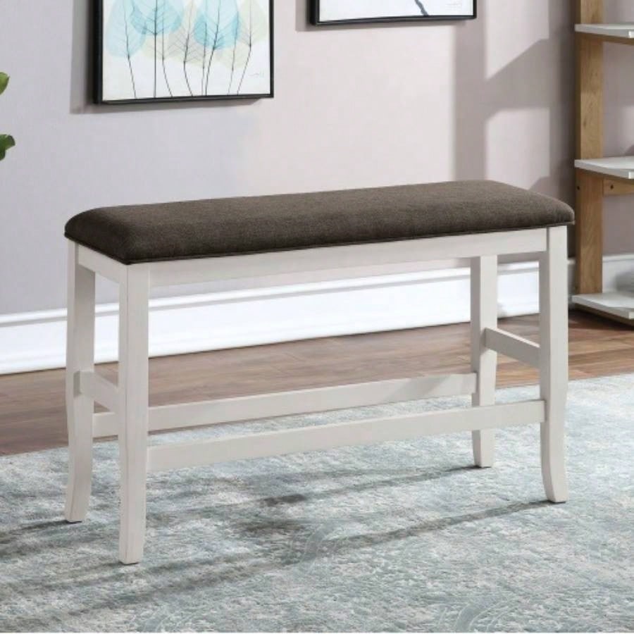 Counter Height Modern Transitional Style Padded Fabric Wooden Base And Dark Gray