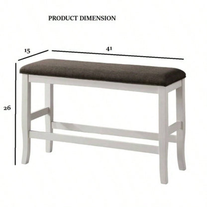 Counter Height Modern Transitional Style Padded Fabric Wooden Base And Dark Gray