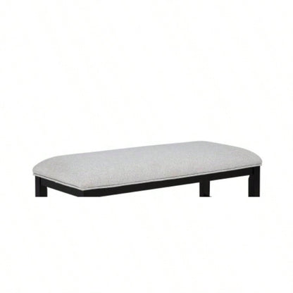 1pc Light Gray Upholstered Soft Neutral Tone Dark Wooden Dining Room Furniture