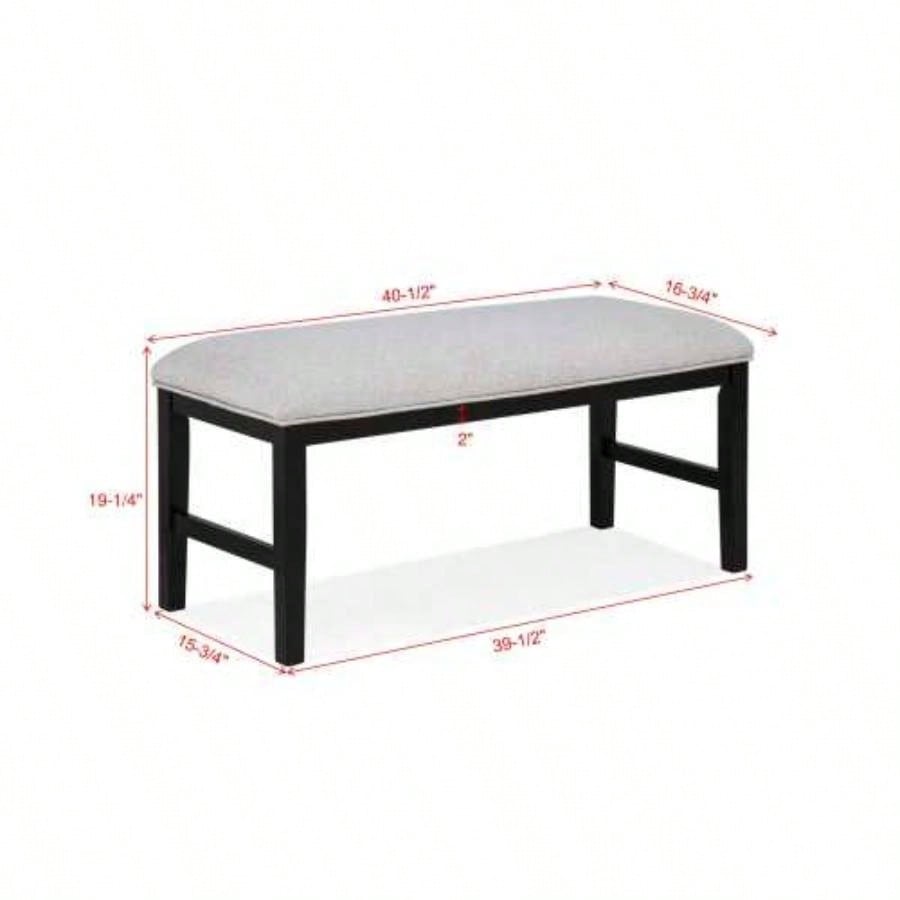 1pc Light Gray Upholstered Soft Neutral Tone Dark Wooden Dining Room Furniture