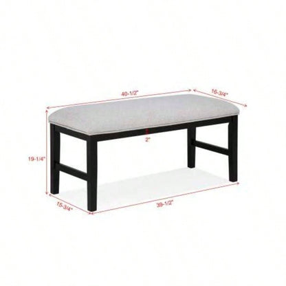 1pc Light Gray Upholstered Soft Neutral Tone Dark Wooden Dining Room Furniture