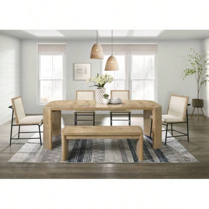 Modern Contemporary Style Upholstery Round Corners Dining Room Oak