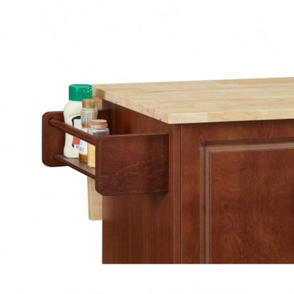 54 inch Portable Wooden Kitchen Island Cart Large Capacity with 3 drawers Drop - Leaf Table Spice Rack Towel Rack Small Spaces.