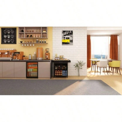 Kitchen island rolling trolley cart with 1 drawer 2 doors with Adjustable Shelves towel rack seasoning rack rubber wood table top - Black