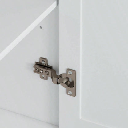 Multi - Functional Kitchen Island Cart with 2 Door Cabinet and Two Drawers, Spice Rack, Towel Holder, Wine Rack, and Foldable Rubberwood Table Top White