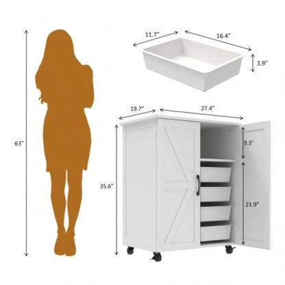 Kitchen Island with Storage on Wheels, Cart, Small Portable Island, Specialty Coffee Bar Cabinet Buffet Sideboard with Barn Door and Wheels Dining Room, Bathroom, Kitchen, Classroom,