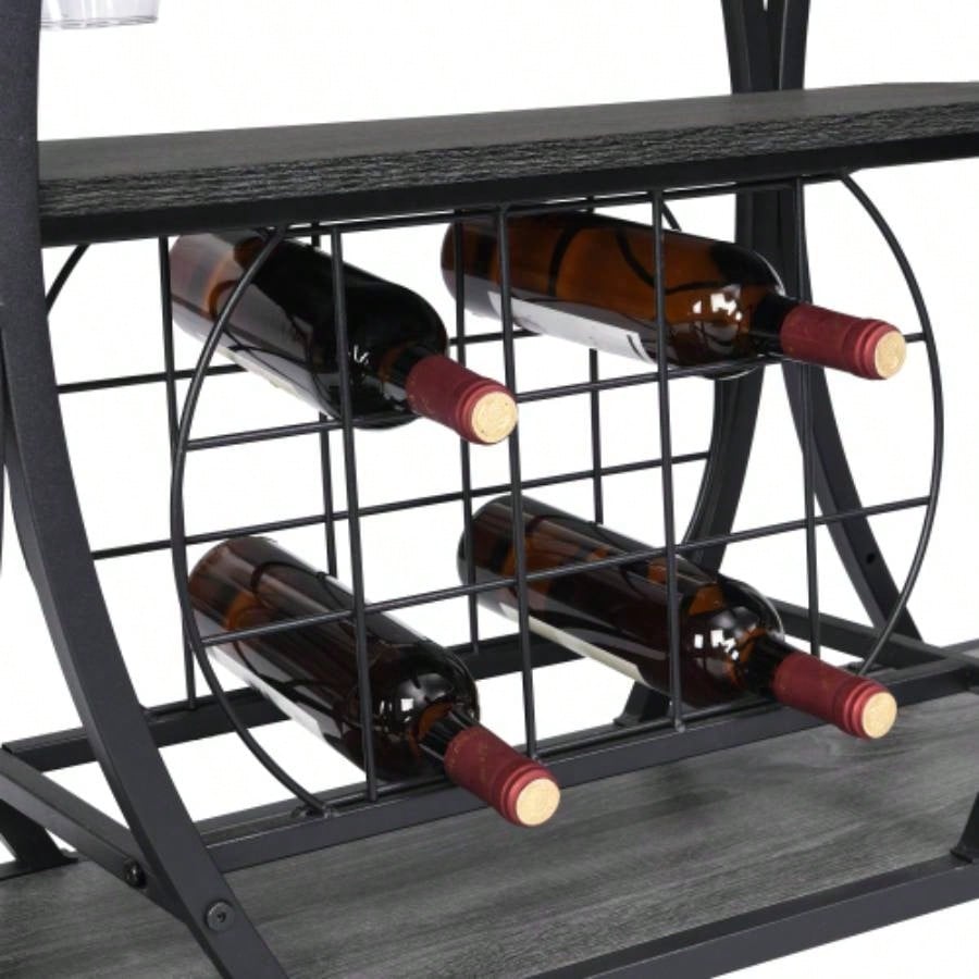 Industrial Bar Cart Kitchen BarServing Cart Home with Wheels 3 - Tier Storage Shelves